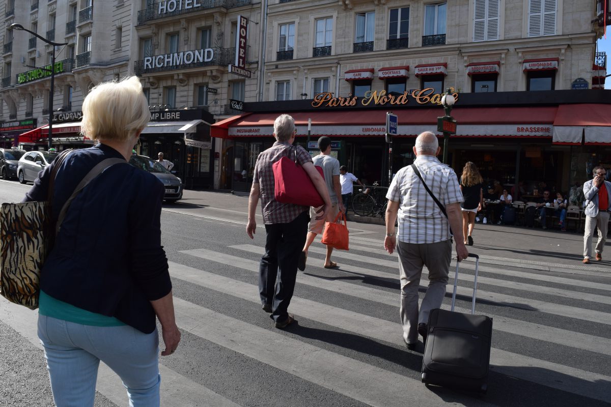 Crossing the street from the station exit Gare du nord