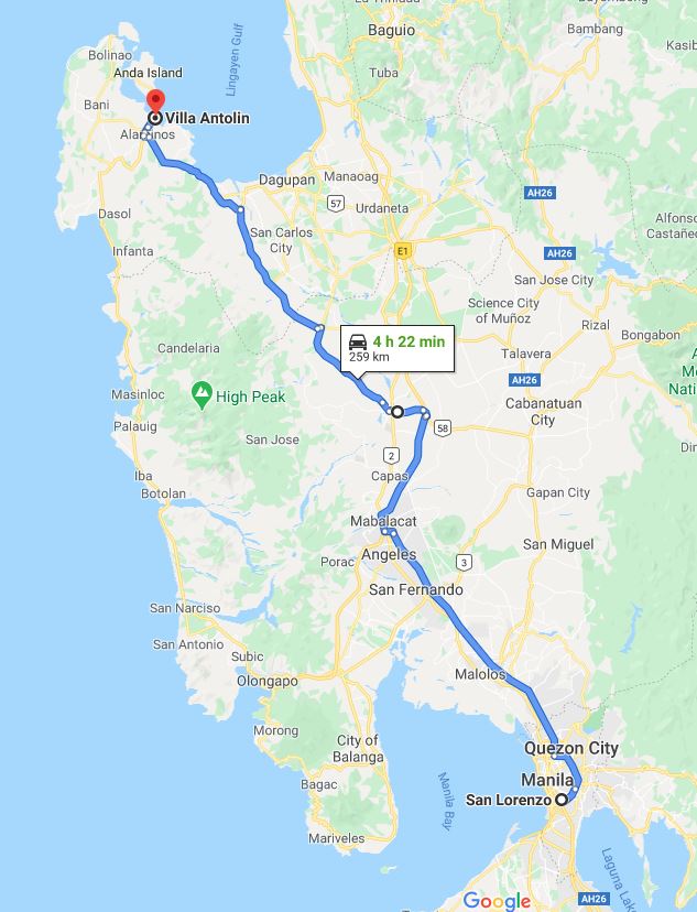 route from home to Pangasinan route to Pangasinan
