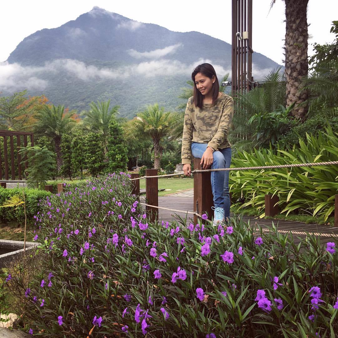 Hotel garden with in the background Taroko Park Hotel garden with in the background Taroko Park