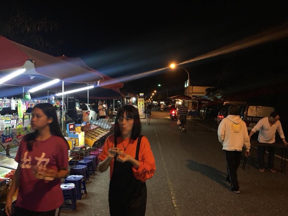 Eateries and game stations along the street Eateries and game stations along the street